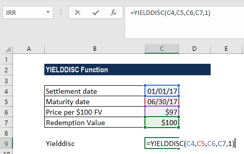 Tính Lợi Suất Chứng Khoán Chiết Khấu Nhanh Với Hàm YIELDDISC Excel